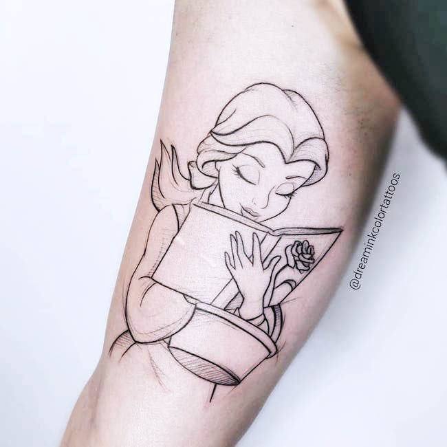 Belle from Beauty and the Beast tattoo by @dreaminkcolortattoos