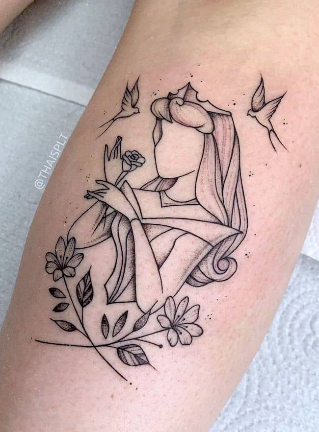 Princess Aurora from Sleeping Beauty tattoo by @thaisplt