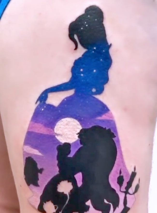 Belle from Beauty and the Beast tattoo by @adammiltontattoos
