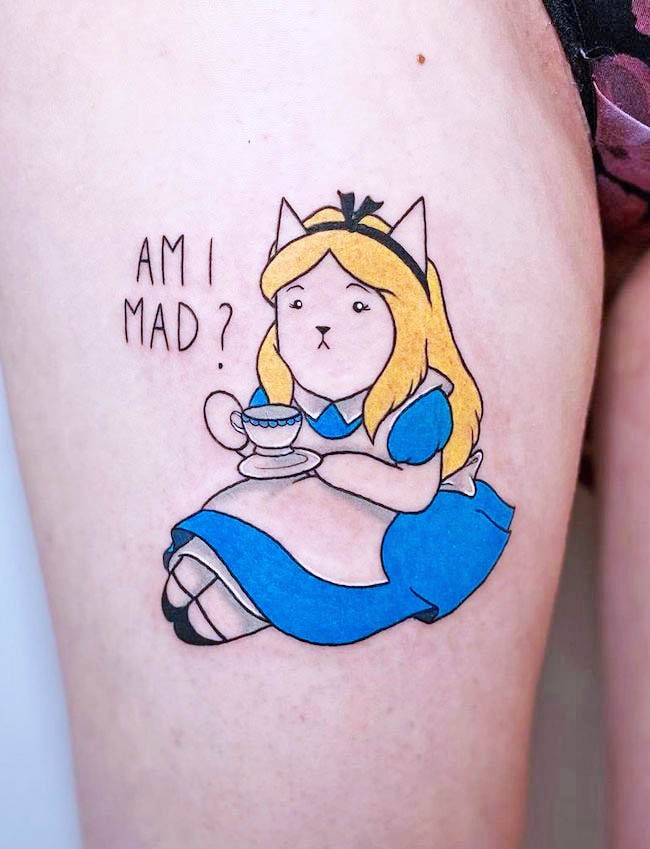 Alice in Wonderland tattoo by @hiacyntaa