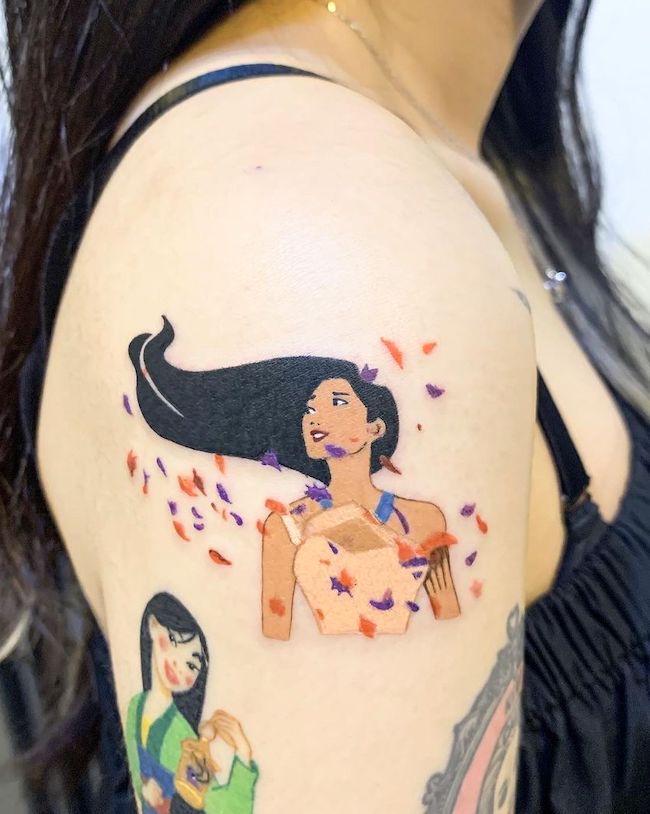 Stunning Pocahontas tattoo by @tattooist_pooh
