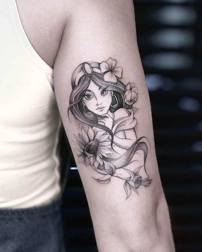Jasmine from Aladdin tattoo by @matimilla14
