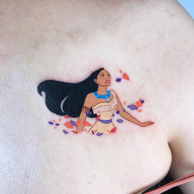 Pocahontas tattoo by @tattooist_pooh