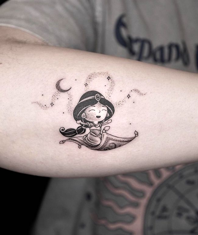 Jasmine from Aladdin tattoo by @pt78tattoo