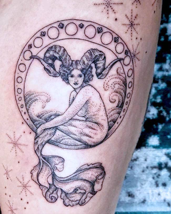 Il tatuaggio della sirena del Capricorno di @lauren_sleeper