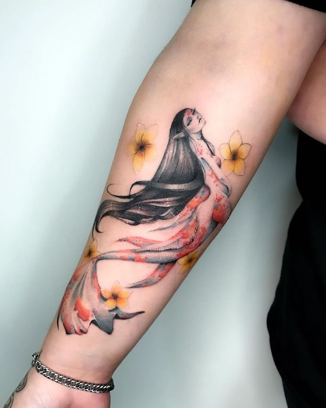 Il tatuaggio della fata sirena di @vica.tattoo