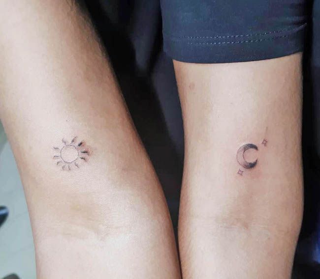 Giorno e notte di @jaguadartte- Tatuaggi minimalisti per coppie
