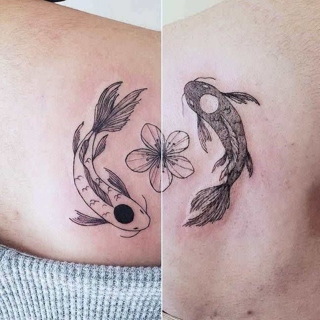 Tatuaggi abbinati Pesci di @maasherry- Tatuaggi abbinati minimalisti BFF