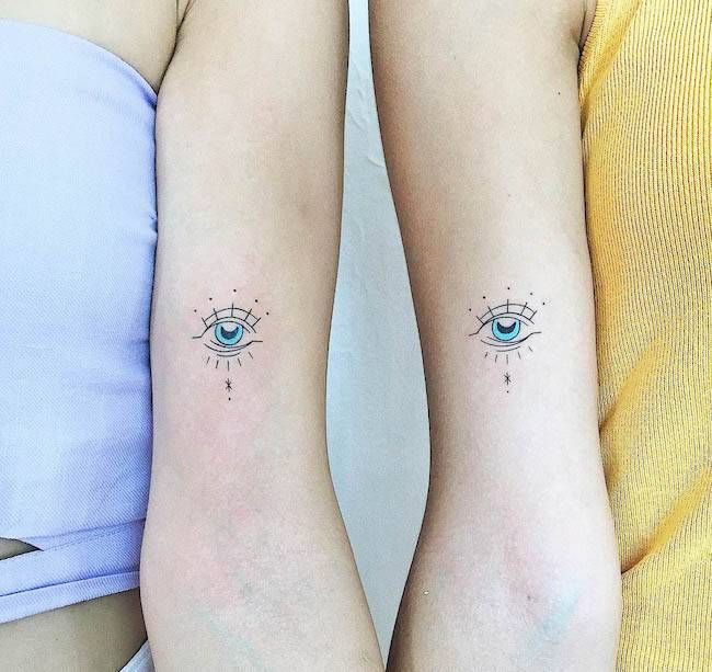 Tatuaggi sul braccio con il terzo occhio di @2ilginozdogan- Tatuaggi minimalisti abbinati alle BFF