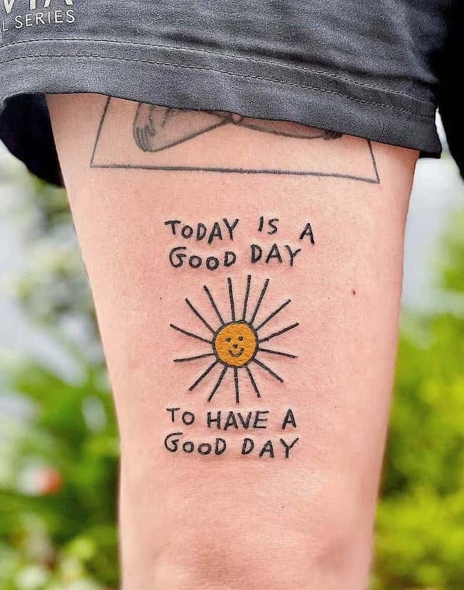 Oggi è un buon giorno una citazione positiva tatuata da @_harrymckenzie