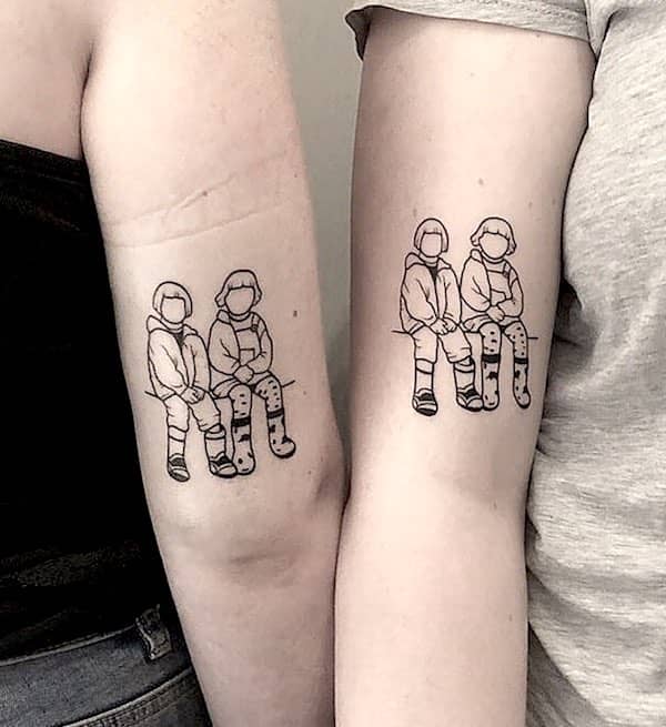 Tatuaggi con ritratto di famiglia di @elsamajatattoo- Stupendi tatuaggi unisex abbinati per fratelli e sorelle