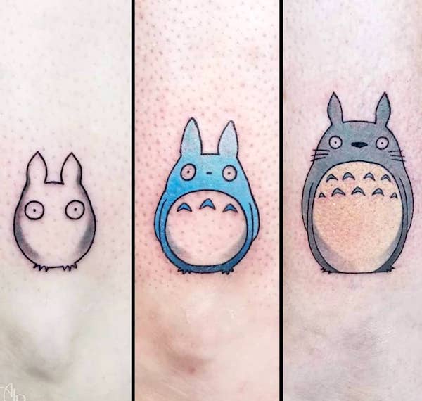Tatuaggi della famiglia Totoro per 3 fratelli da @theartofamberramirez