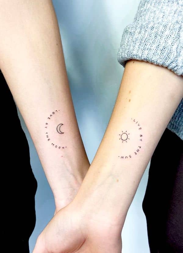 Tatuaggi con citazioni del sole e della luna abbinati di @daddy.ql - Tatuaggi significativi per le sorelle