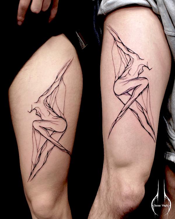 Tatuaggi di ballerine eleganti per sorelle di @sanne_vaghi - Tatuaggi significativi per sorelle