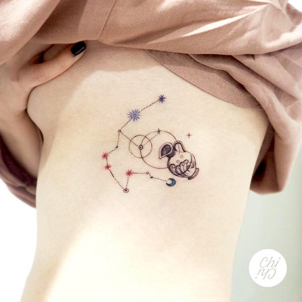 Un semplice tatuaggio a forma di vaso per le donne dell'Acquario da @odd.memo