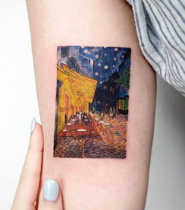 Tatuaggio Café Terrace at Night Vincent Van Gogh di @lafragile_