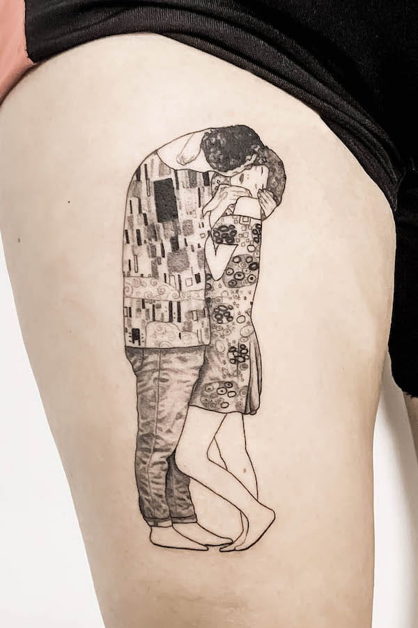 Tatuaggio creativo Il bacio di Gustave Klimt di @germansuave