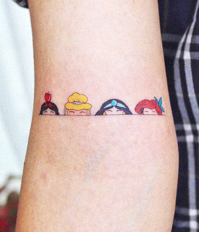 Disney princess tattoo by @broccoli_tattooer