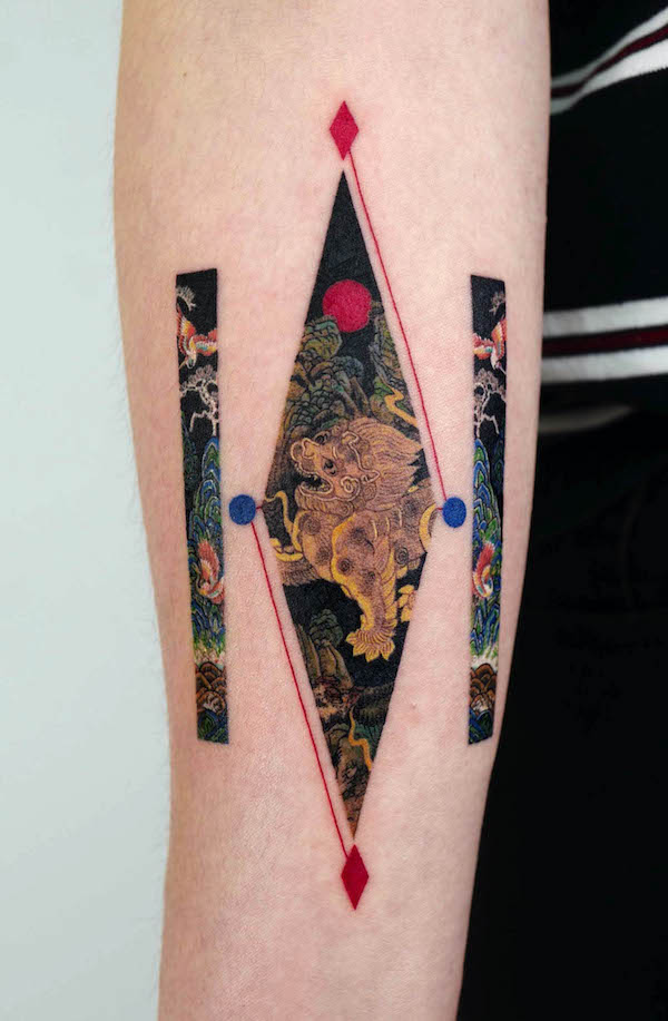 Tatuaggio con pittura tradizionale di @tattooist_eq