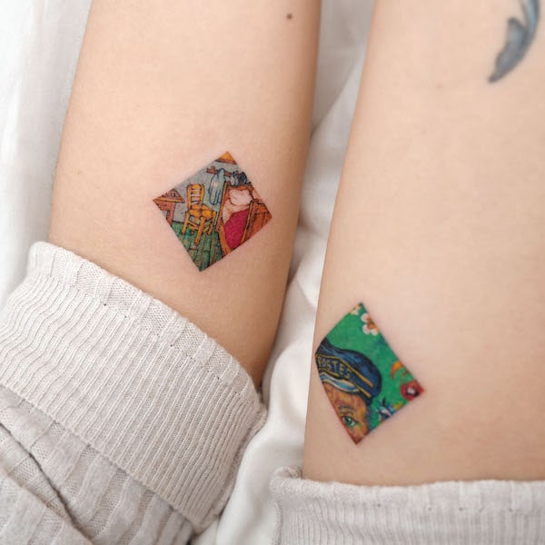Tatuaggi di Van Gogh abbinati realizzati dalla tatuatrice Eden @eden_tattoo_.